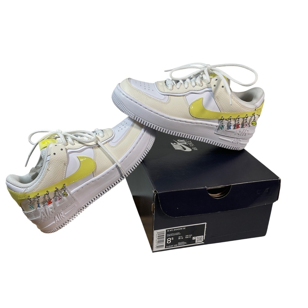 Nike W 8.5 AF1 Shadow SE Ivory/Lt Zitron Sneakers Charms DJ5197-100 Girlhoodcore